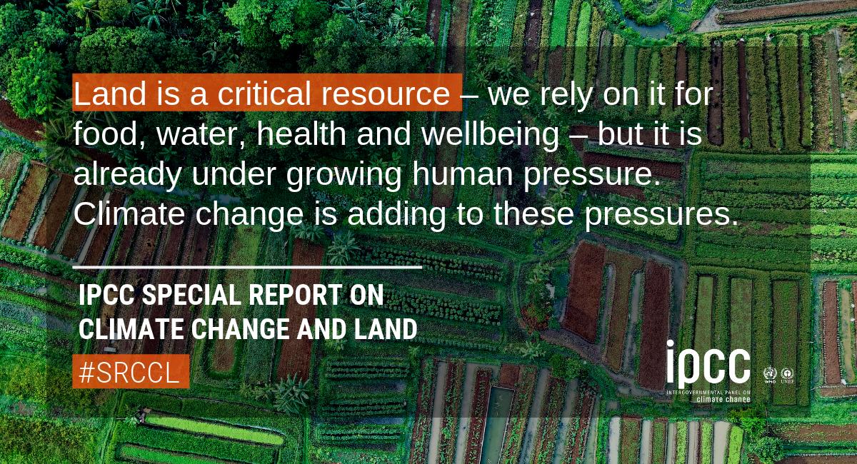 IPCC_CH's tweet photo. Land is a critical resource – we rely on it for food, water, health and wellbeing – but it is already under growing human pressure. #ClimateChange is adding to these pressures. #SRCCL #IPCC #GlobalGoals 

Read more ➡️ https://t.co/J1SszBYBjS https://t.co/llk3RQnCQA