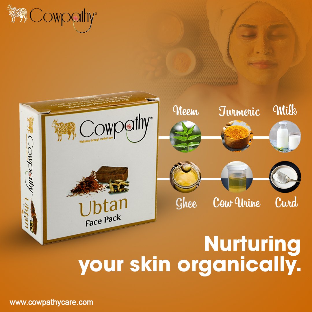 CowpathyCare_'s tweet photo. Ubtan Face Pack from #Cowpathy features the blended goodness of curd, ghee, milk, cow urine, cow dung, turmeric, neem &amp; aloe vera. It nourishes you skin making it soft, smooth &amp; lustrous.
Grab your Ubtan #facepack today!

#organic #organicproducts #panchgavya #panchagavya https://t.co/2wlhJIJIsa