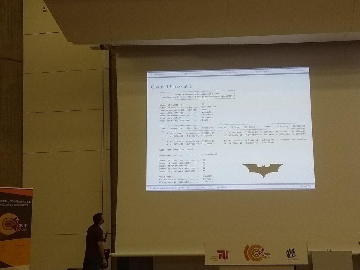 matbesancon's tweet image. F Curtis for the last semi-plenary, Quasi-Newton and other methods for non-convex non-smooth problems #iccopt2019 #MathOpt