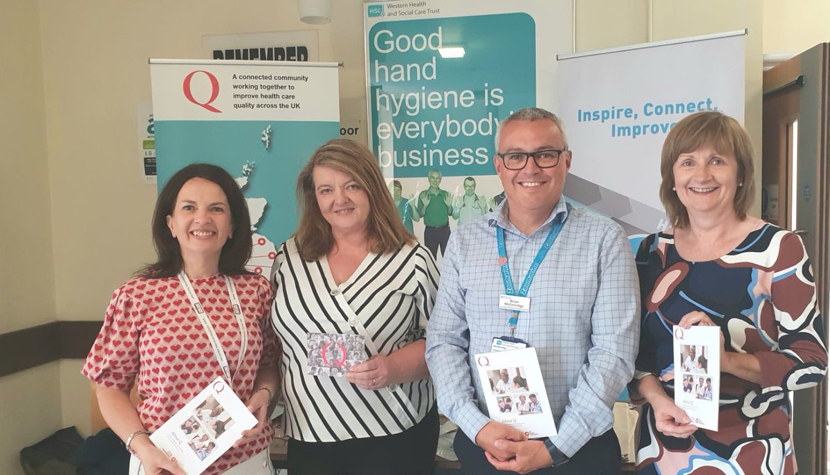 QImedgovpharm's tweet photo. Thanks @Levette22 @HSCQI and Dawn Clark for your visit to @WesternHSCTrust today to promote the @HealthFdn Q community. Great resource for all Quality Improvers. Apply at https://t.co/LykhJjEaJJ #Q #QI #SQW #StepWest https://t.co/vrmqAKEP7U