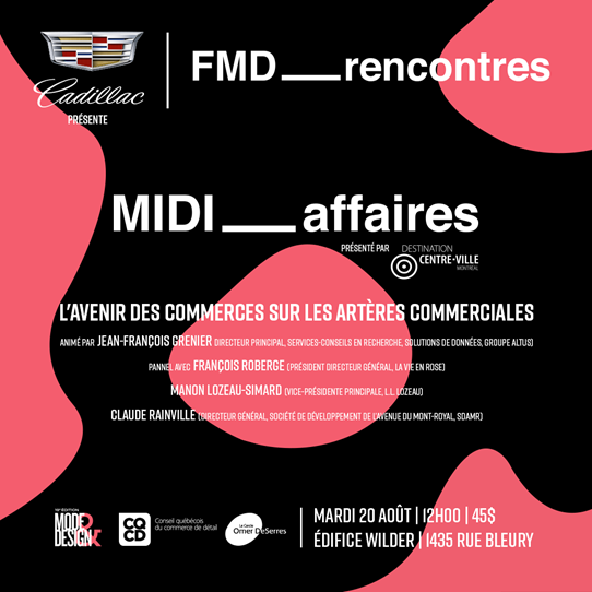 CQCD_Express's tweet photo. Dans le cadre du Festival Mode &amp; Design, le Cercle Omer DeSerres et le Conseil québécois du commerce de détail (CQCD) présenteront un midi-affaires, portant sur l’avenir des commerces sur les artères commerciales https://t.co/YzxcUTBP56 

#FMD19 #Reseautage #Montreal https://t.co/DdsAiHSjnG