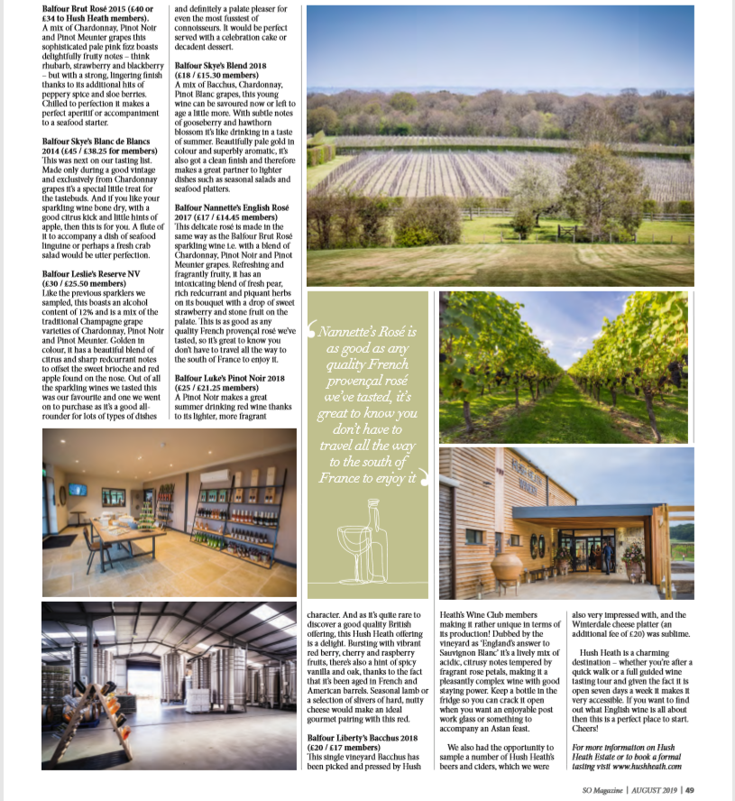 BalfourWinery's tweet photo. Great write up by So Magazine in their August Issue about their recent visit to our Estate, and our Charity fine dining evening for @TreeofHopeCC back in June! #visitkent #hushheath #hushheathestate #englishwine #balfourwines #winegardenofengland #somagazines #ukvineyards https://t.co/YY4CTUeOaA
