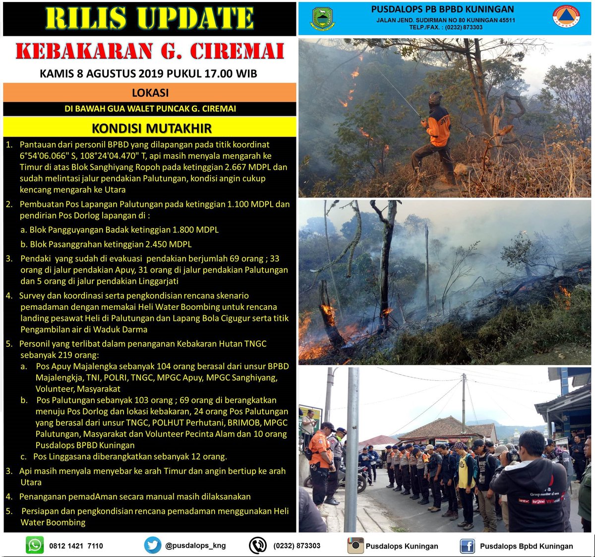 pusdalops_kng's tweet photo. RILIS UPDATE PENANGANAN KEBAKARAN KAWASAN HUTAN TNGC https://t.co/xmWX0OOxg6