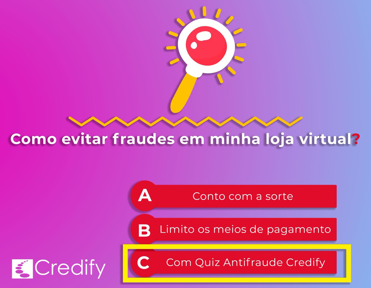 Proteja sua loja virtual Após o cadastro, seu cliente deve responder perguntas pessoais elaboradas com informações provenientes de nossa base de dados para prosseguir com a transação.

Acesse nosso site: credify.com.br

#segurança #transaçõesonline #identidade