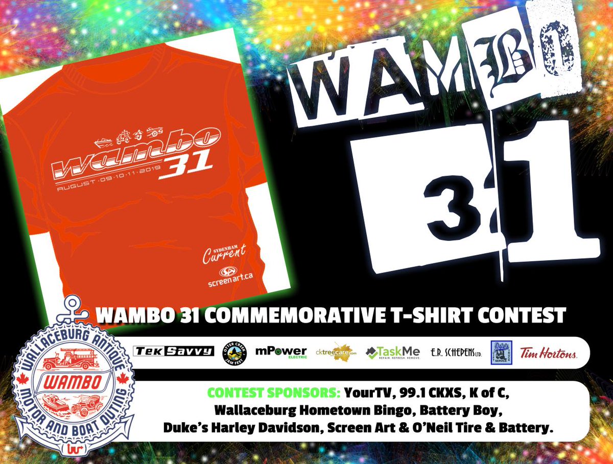 WAMBO_Official's tweet photo. Day 3/3: Win a special commemorative #WAMBO31 t-shirt, thanks to @ScreenartCanada & @SydenhamCurrent! Contest rules here: https://t.co/YYfCo9ZoUQ https://t.co/DDSlbS6Ffo