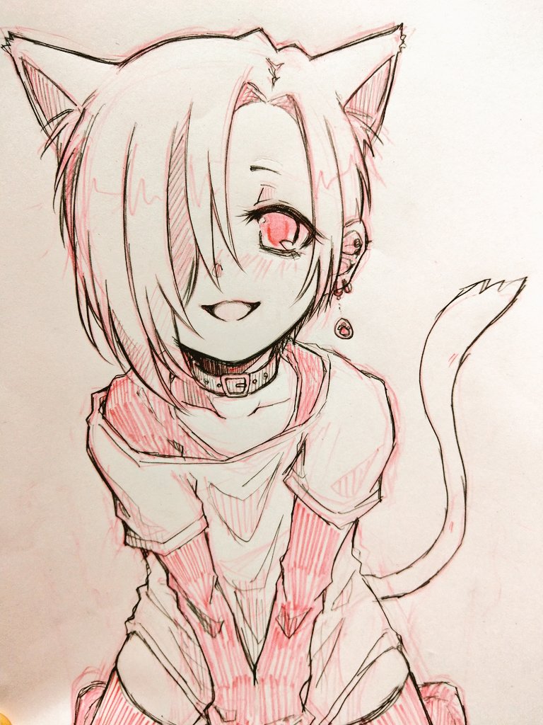 白坂小梅 「#今日の小梅ちゃん
#世界猫の日 
にゃんにゃんにゃーん。 」|睦紀のイラスト