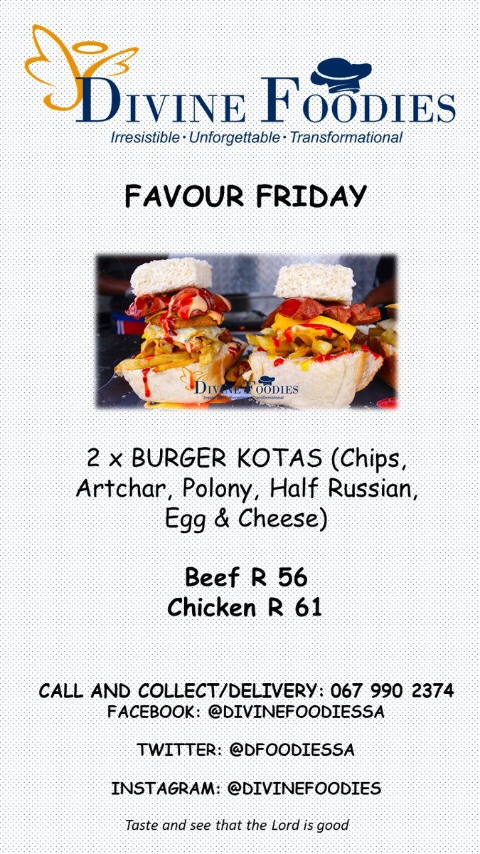 DFoodiessa's tweet photo. WOZA LONG WEEKEND! DELIVERY AVAILABLE. 067 990 2374 https://t.co/tg3hNy0QZY