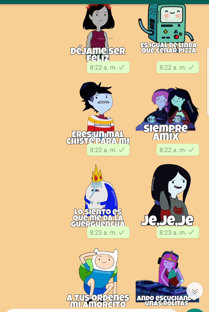 ballolet88's tweet photo. Les traigo los sticker que me pedian mucho de Hora de aventura espero y les gusten.💛 Los estare enviando.
RT Y FAV ❤
#FelizJueves #adventuretime #stickerswhatsapp #Stickers #horadeaventura #Jueves #WhatsApp https://t.co/r5Sm7xP22b