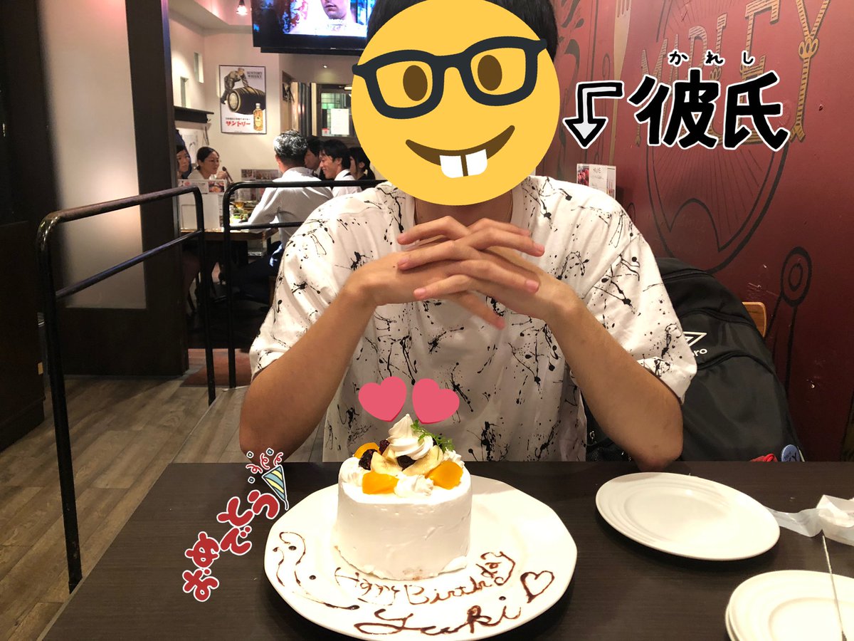 奈々実 今日は彼氏のお誕生日祝いをしてきたよ お誕生日おめでとう サプライズにケーキのプレゼントで最高の思い出になった 楽しかったな 次は東京旅行だ 彼氏 誕生日サプライズ サプライズケーキ T