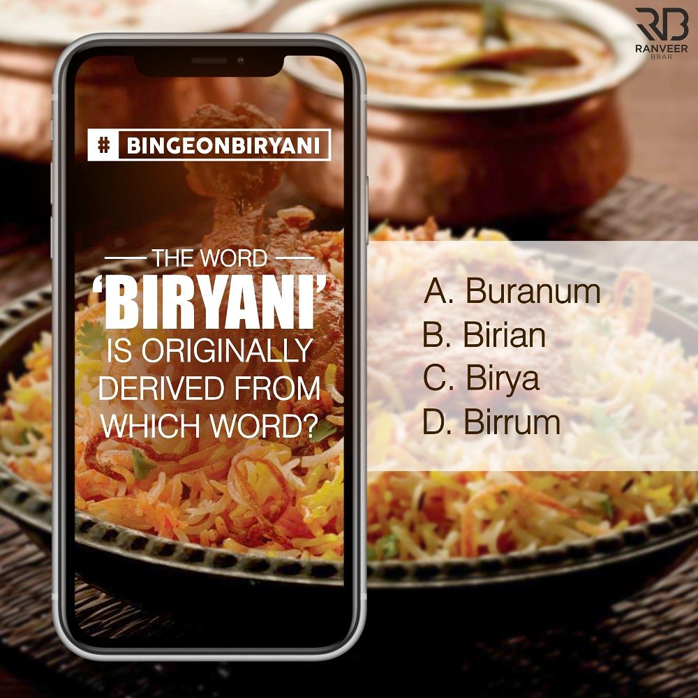 ranveerbrar's tweet photo. Can you guess this one?
#biryani #foodfactfun #trivia #Biryaniweek https://t.co/gvsgyQJtdT