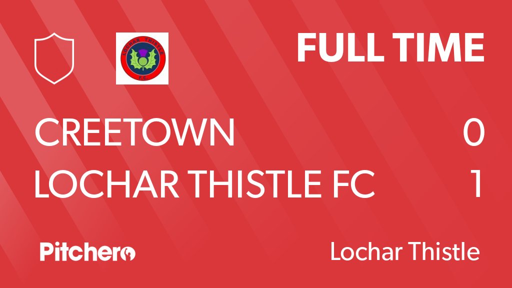 LocharThistleFC's tweet photo. FULL TIME: Creetown 0 - 1 Lochar Thistle FC
#CRELOC #Pitchero
https://t.co/eb7nzJa34T https://t.co/NlIYHSXiLW