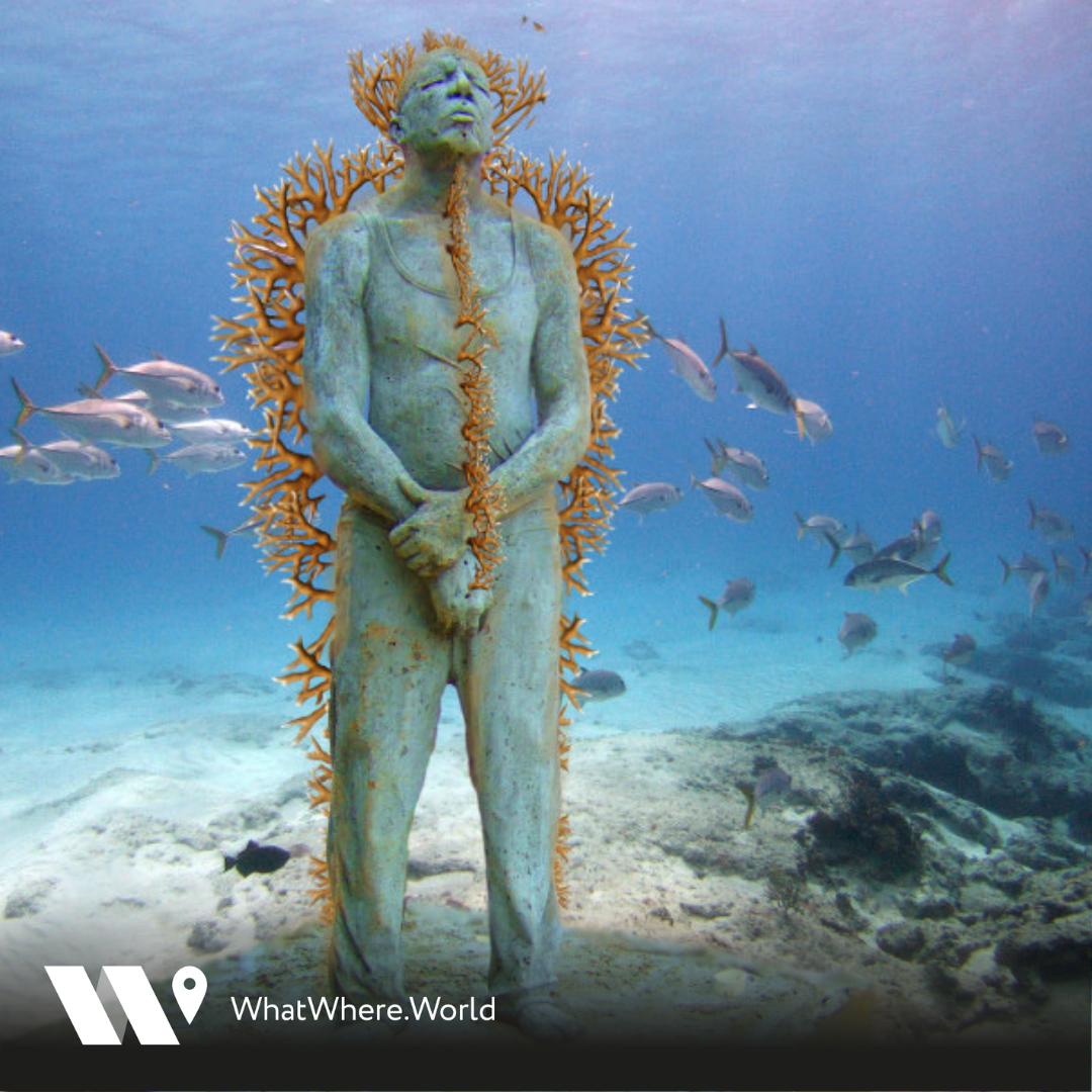 TsaritsaPolei's tweet photo. Hidden beneath the waves, the Cancun Underwater Museum is home to a collection of beautiful sculptures that are slowly becoming part of the reef.🐠🦀🐟🌊
#whatwhereworld #travel #Cancun #CancunUnderwaterMuseum #feelthesea #amazingplace #sculptures #reef #snorkeling #scubadiving https://t.co/flTQ3gGyYi