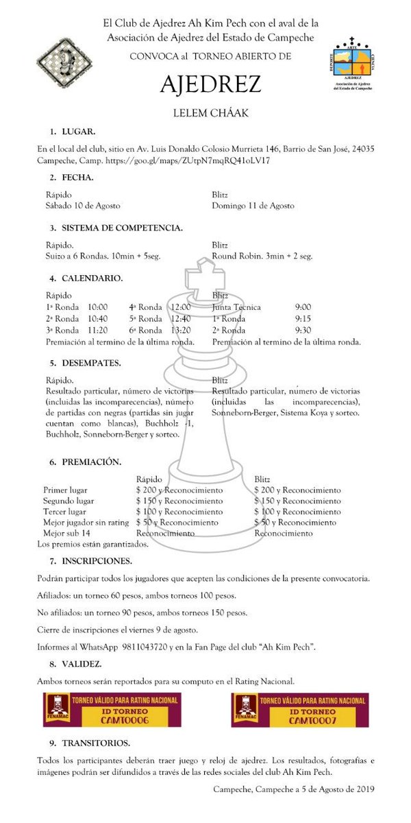 AjedrezAKP's tweet photo. Torneo Rápido y torneo de ajedrez relámpago "LELEM CHÁAK" https://t.co/o5NC2fAFoc