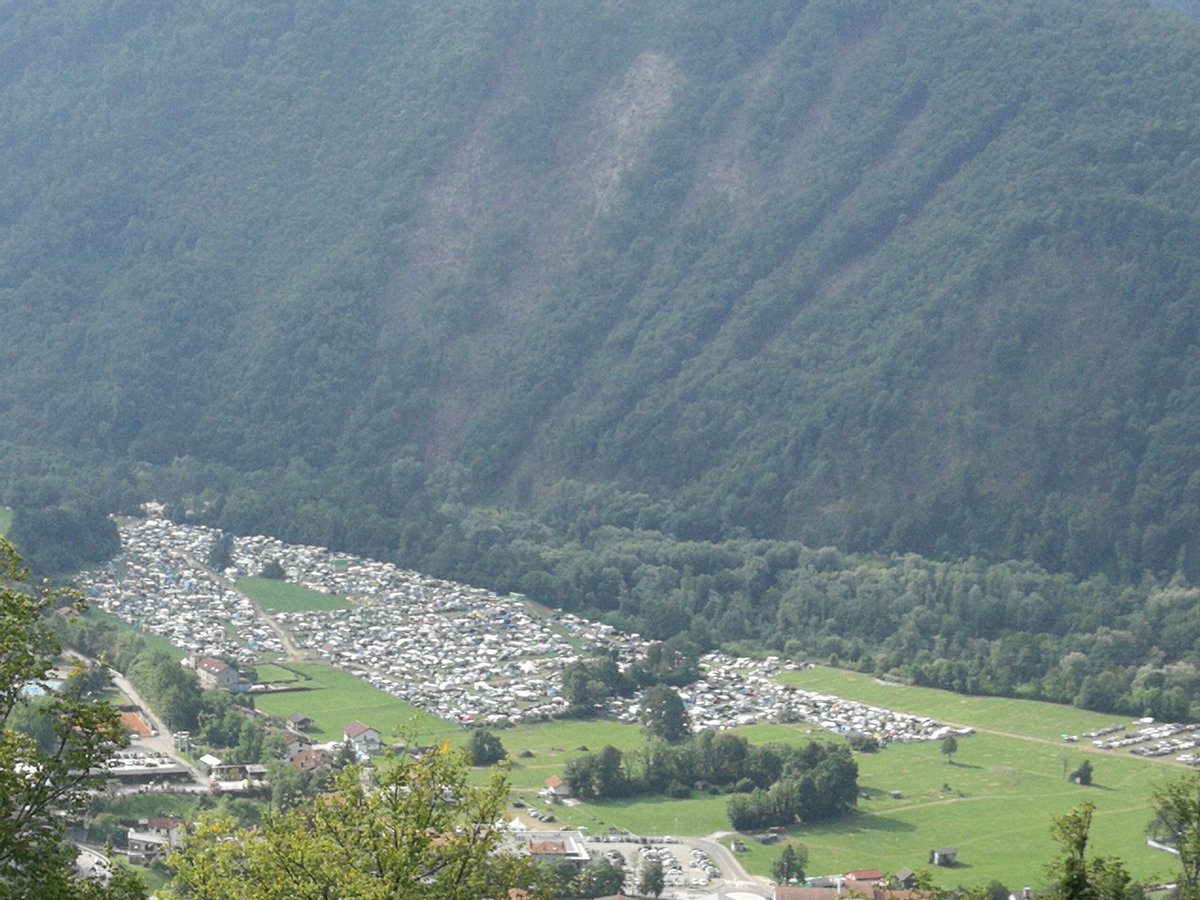 JelenaJal's tweet photo. #punckrock #festival scenery in #tolmin view from the #KozlovRob #tolminCastle #Dona https://t.co/iUq5mkdD3l