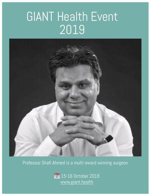 Meet <a href="/ShafiAhmed5/">Prof Shafi Ahmed PhD FRCS</a> a multi-award winning surgeon, teacher, futurist, innovator, entrepreneur.

Join us at📍Stamford Bridge 15 &amp; 16 October 📆
#GiantHealth2019 #healthcare #digitalhealth

Buy ticket👇
gianthealthevent.com/tickets