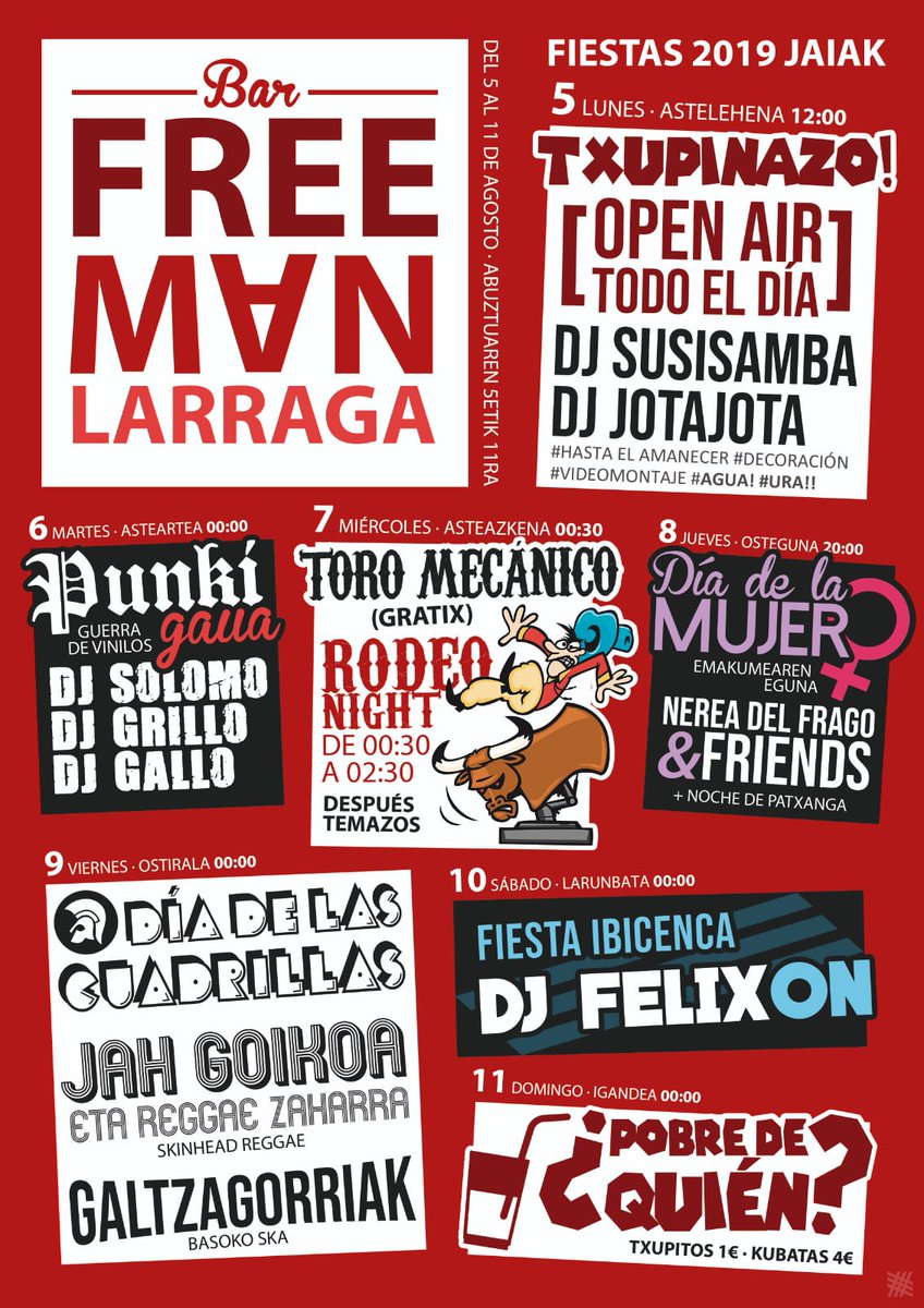 Galtza_gorriak's tweet photo. Asteburu honetan #JahGoikoaEtaReggaeZaharra talde berriarekin arituko gara!!
•Ostiralean Larragan Freeman tabernan koadrilen eguna ospatzen!!
•Larunbatean Tolosan Askatasun Egunan + talde sorpresa!!

Animatu asteburu hau gurekin batera pasatzera!!🤘🔥🎙🇯🇲 https://t.co/Z68c9Rf3Oo