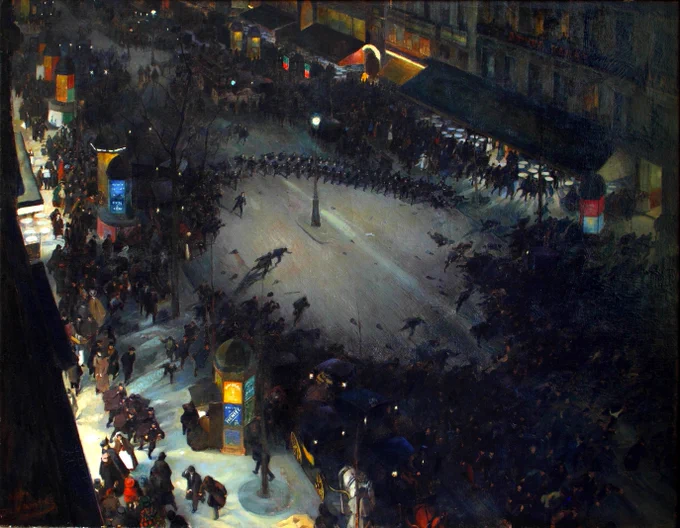 André Devambez (1867-1944) - La Charge - La Barricade ou l'Attente - Manifestants - Le Fou 