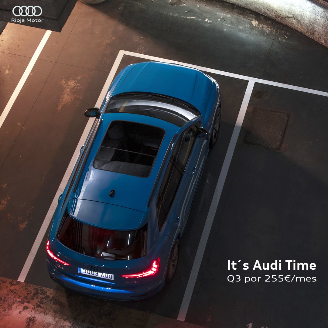 AudiRiojaMotor's tweet photo. ⏱¿Por qué esperar?❌ El momento es ahora🔥. Durante todo el mes de agosto, en #RiojaMotor, con #ItsAudiTime⚡ un #AudiQ3 puede ser tuyo por 255€/mes.🚘 https://t.co/JmqqJWE19j