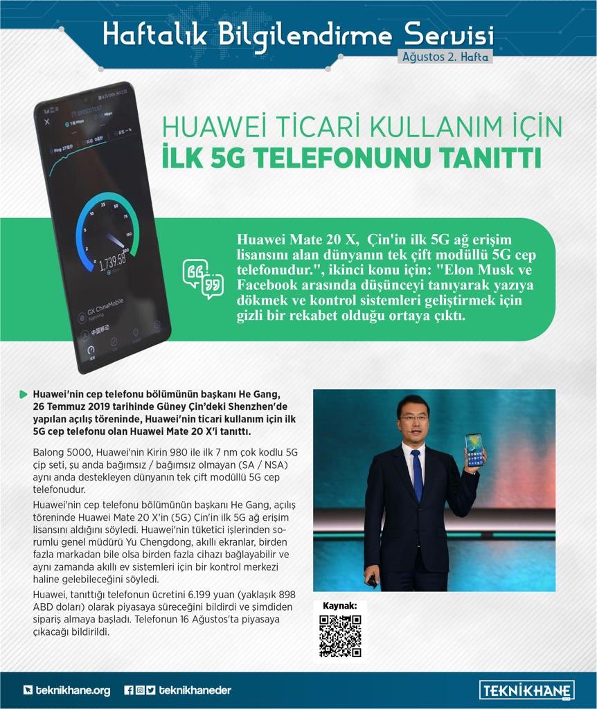 teknikhaneder's tweet photo. Teknikhane Haftalık Bilgilendirme Servisi - Ağustos(2019) 2. Hafta: “Dünyanın tek çift modüllü 5G telefonu, Huawei Mate 20 X”
#bilim #teknoloji #mühendislik #teknikhane #teknikhane2019 #haftalikbilgilendirme #5gtechnology #huaweimate20x #phonetechnology #smartphone #huawei https://t.co/gpZGECzhoh