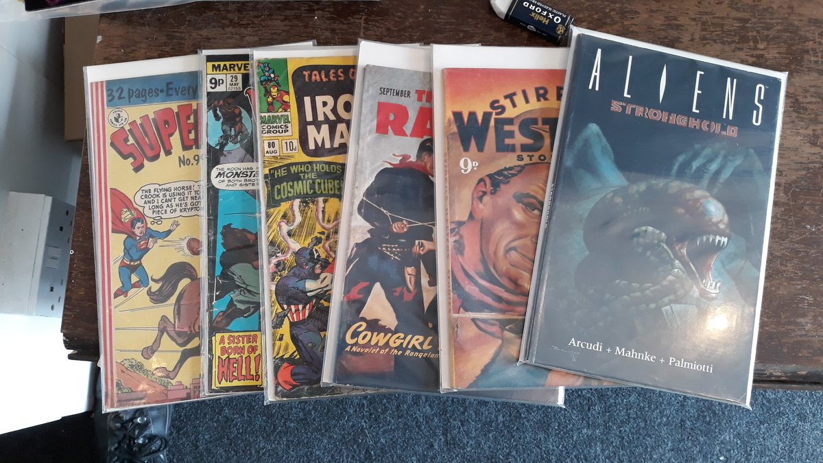 cromfordcorner's tweet photo. I'm doing some #baggingandboarding this morning - here's a little into my world - on the table of #sorting in my #comicshop / geekery in #cromford  near #matlock in #derbyshire - I'm #open today, friday and Saturday 10.30 - 17.30 #comics #dc #marvel #2000ad #vintage #western https://t.co/UiDw4zV9ru