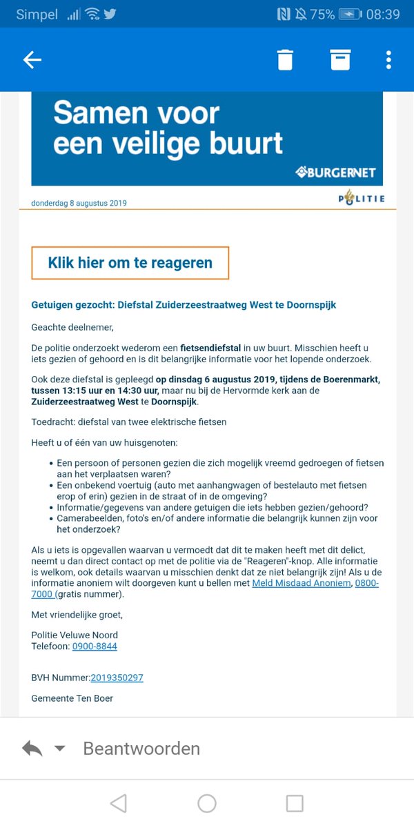 Politie vraagt nogmaals uw hulp.