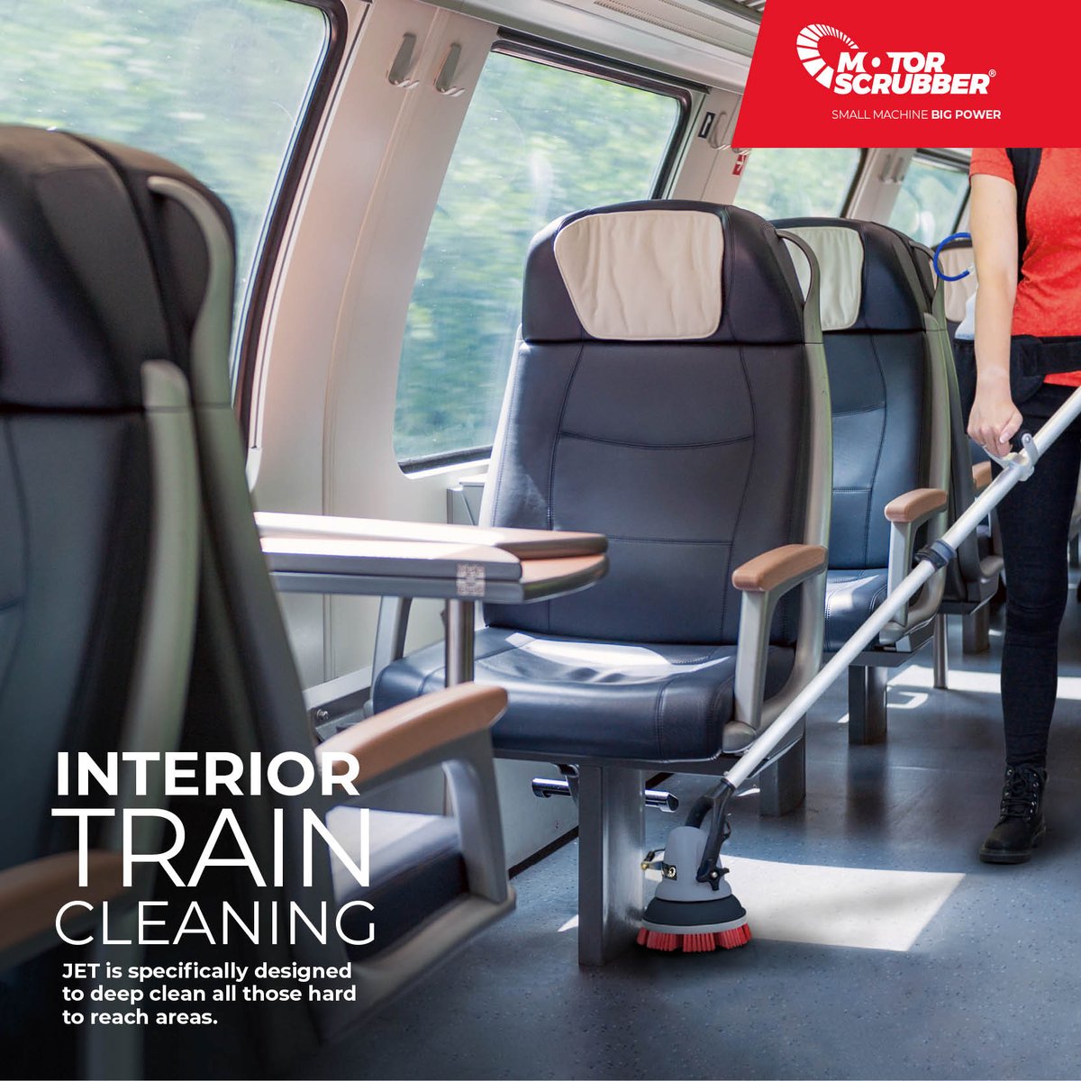 motorscrubber's tweet photo. #JET gives you the freedom to deep clean anywhere. The built in chemical injection provides solution only when you need it, increasing the cleaning #speed and #performance.
#MotorScrubber #interior #traincleaning https://t.co/X84IduIBPl
