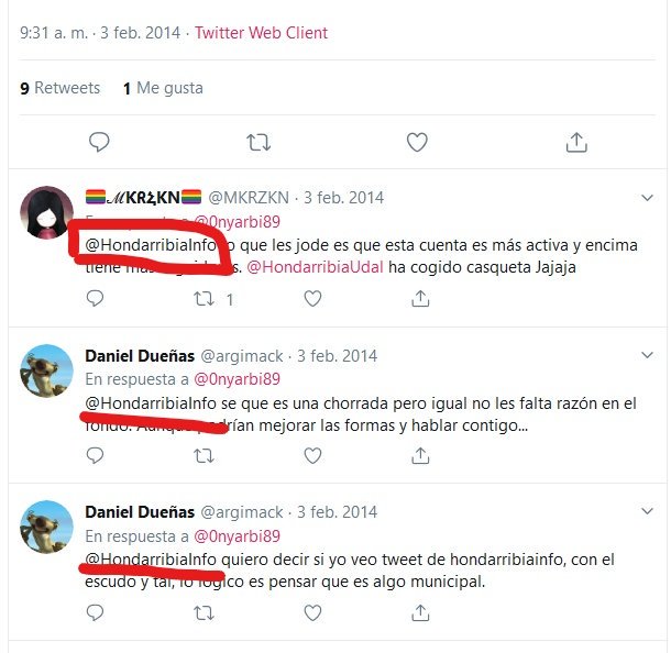HEmakumeak's tweet photo. @mnbrot @TwitterEspana @TwitterSupport Como podéis observar en las imágenes, el usuario 0nyarbi89, anteriormente llamado, Hondarribiainfo, ya fue advertido, por @HondarribiaUdal, por el uso indebido del logotipo oficial.  En nuestro caso, llevamos publicando aquí todo aquello que publicamos en FB desde 2014. https://t.co/eKbMjygKYN
