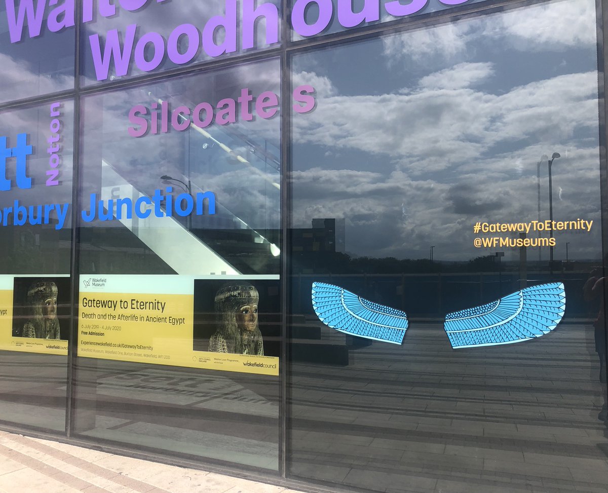 WFMuseums's tweet photo. Tomorrow is #WakefieldPride & although we are closed we think people might enjoy this @WakefieldPride Come & get your scarab wings outside #Wakefield Museum and share with us #GatewayToEternity https://t.co/GF62OOiGjf
