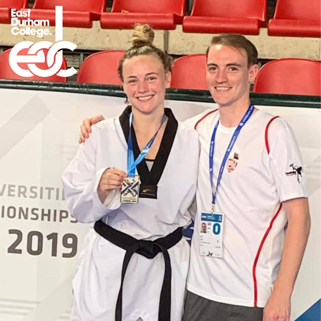 EastDurhamCol's tweet image. Congratulations to Simone Abley for winning silver in the female welterweight division at the European Universities Taekwondo Championships in Zagreb, Croatia! 🎉
Click here to learn more about Simone's amazing performance buff.ly/2yHZBtI 
#BSTF #EUSACombat #zagreb2019