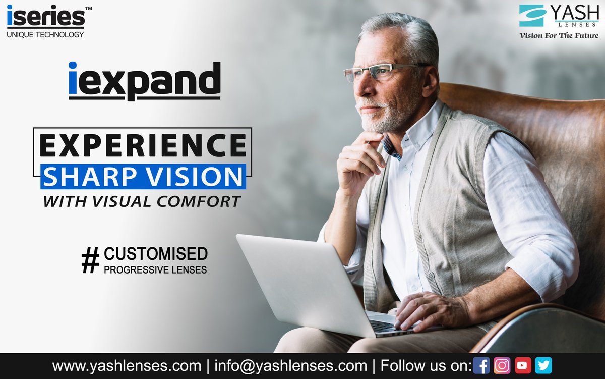 YashOandL's tweet photo. Choose #iseries #iexpand progressive lens for #clear & #sharp #vision at any #distance.
https://t.co/V10oDsF3RZ
#CustomisedProgressiveLenses #ProgressiveLenses #PrescriptionLenses #YashLenses #VisionForTheFuture #AskYourOptician #Optician #Optometrist #Optom #EyeCare #EyeGlass https://t.co/i2hIRpMKJw