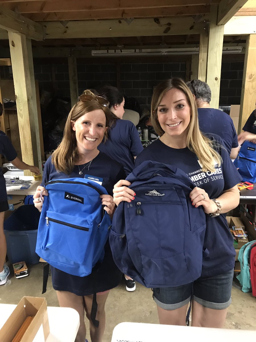 kgarnick's tweet photo. Volunteered yesterday with my @USChamber colleagues, prepping hundreds of backpacks with school supplies at @awidercircle. Adults can have field trips too! #ChamberCares2019 https://t.co/N7tcR9k8dp