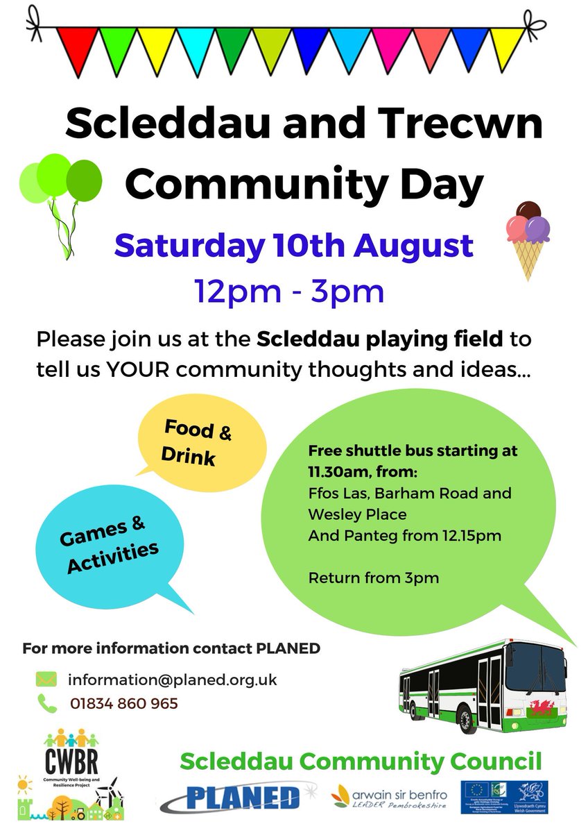 PLEASE SHARE 
                              **CANCELLED**
Sadly due to the yellow weather warning in place on Saturday, the Community Day event at #Scleddau Playing Field is cancelled. We will keep you informed about hopefully having a new date soon.