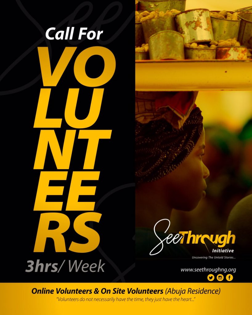 SeeThroughng's tweet photo. Call for volunteers!
To apply visit the link:

https://t.co/0Qe0ZiYvYP

#ProjectROSE #MentalHealth #SeeThroughInitiative #Volunteers https://t.co/qvLy5eRJdo