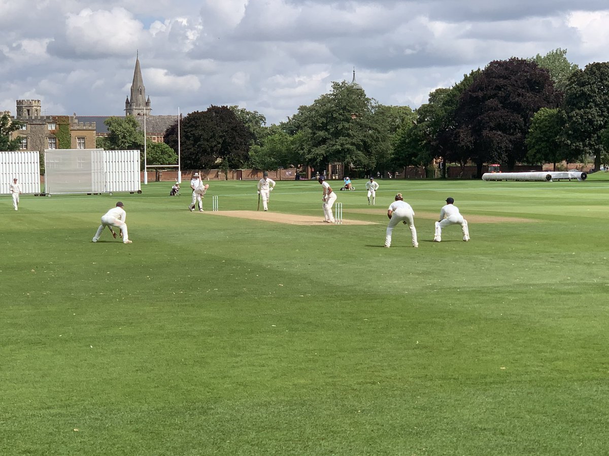 PhilipjHesketh's tweet photo. All set up here for a season defining 2 sessions for the @StaffsCricket U17s - chasing 258 to win #character #performance #coaching  #gostaffs https://t.co/rFtbcfXlnK