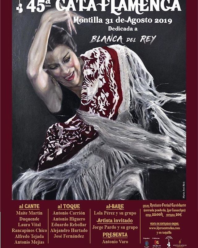 Ayto_Montilla's tweet photo. AMONTÍLLATE | ¡Ya a la venta la entradas 🎟 online de la 45ª #CataFlamenca!. Dedicada a Blanca del Rey. 31 de agosto, 22:00h. Complejo Envidarte.
👉🏻https://t.co/3JukWO5O0t https://t.co/QhjIy0qTFl https://t.co/lvljb5mM24