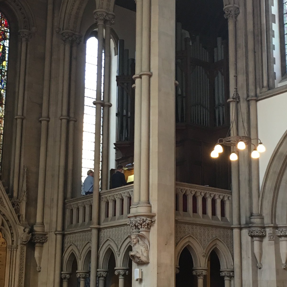 StMatthewsW2's tweet photo. Today’s recitalist warming up for his concert at 1:10pm. Not too late to come along and support him, he is playing a programme of Bach, Boëllmann, and Franck. #lunchtimeconcert #organrecital #bach #franck #boellmann https://t.co/UdncnBBDn5