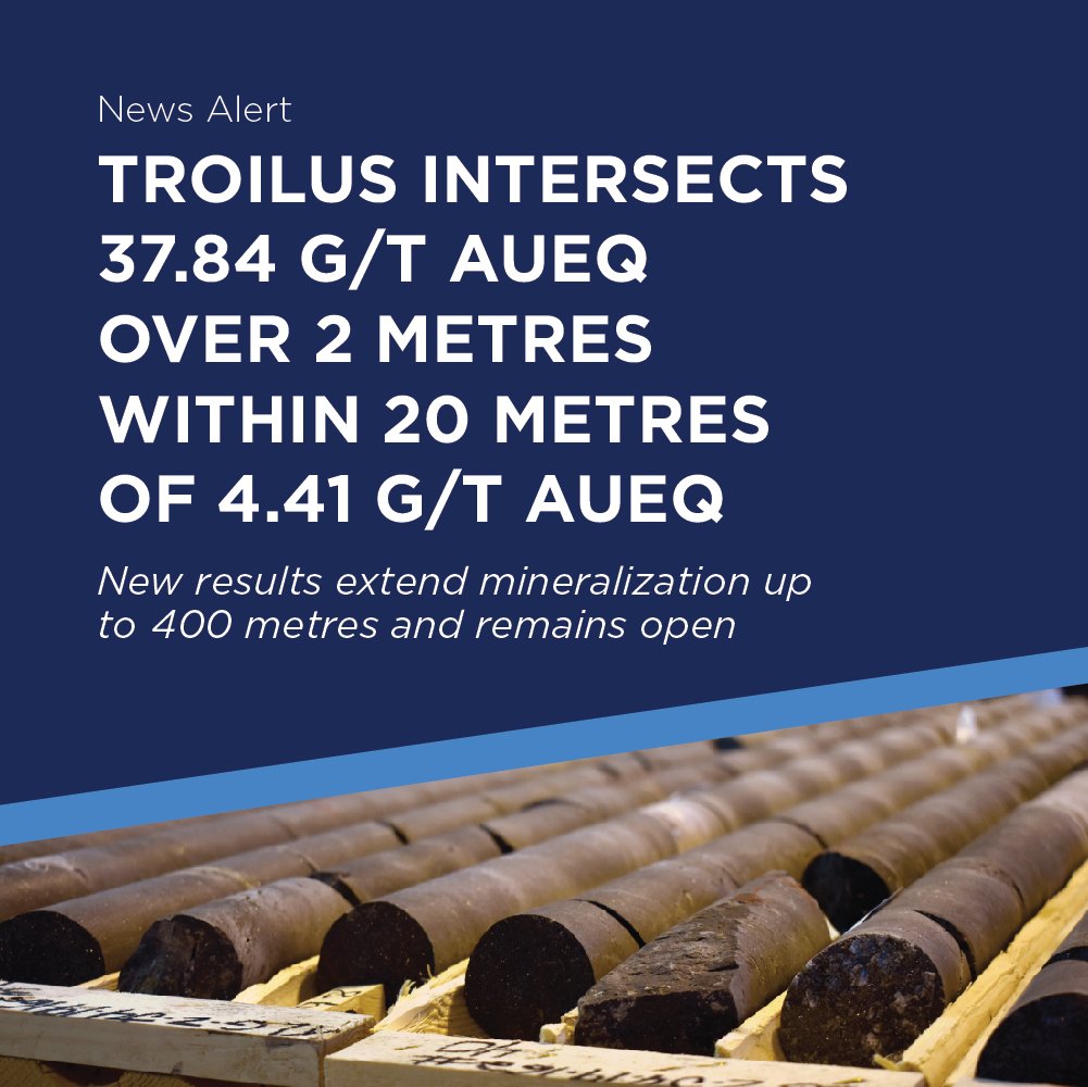 TroilusMining's tweet photo. *News Alert* 
Drill results significantly extend boundaries of known mineralization to the north east and south west in the J4 Zone. Read full press release here https://t.co/koFK5WpFRt 
.
.
.
#Troilus #TroilusGold #gold #mining #goldmining #TLG #CHXMF #quebec #findinggold https://t.co/MRuxOcb3uE