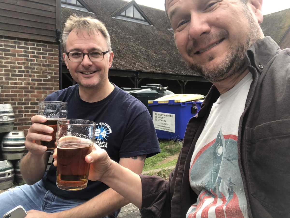 Loving this pint of Shere Drop - the Great British Beer Festival’s Champion Beer at the <a href="/SurreyHillsBrew/">Surrey Hills Brewery</a> with <a href="/TheRealMattJ/">Matt Johnson</a>. What a great drop, in a great setting with a great mate!