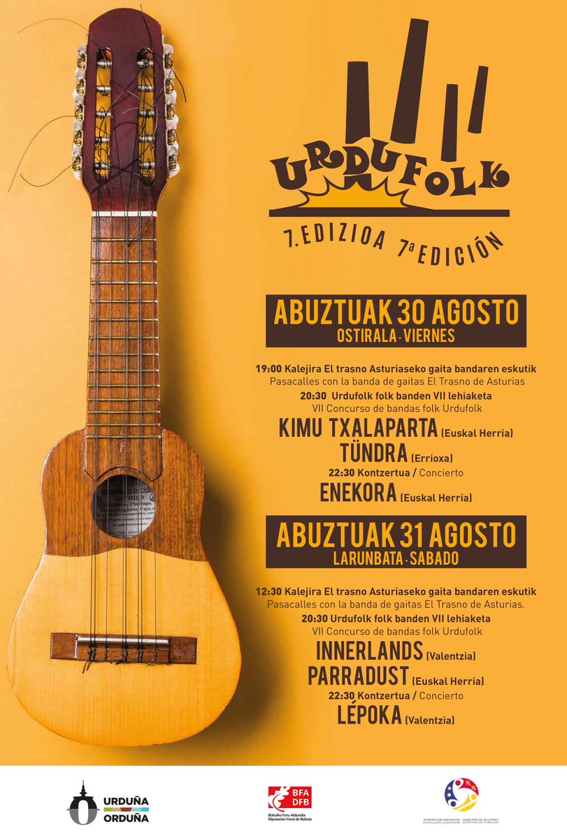 UrduFolk's tweet photo. 🎶🎻 #Urdufolk  jaialdiko partaideak aurkeztu ditugu: Kimu Txalaparta, Tündra, Innerlands, Parradust, Enekora eta Lépoka. https://t.co/FagKggOSie https://t.co/pnfcampNL6