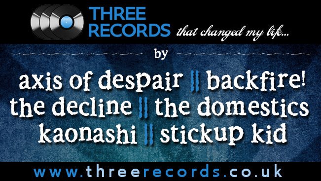 records_three's tweet photo. ICYMI: We put up 6 new Three Records submissions this week from #axisofdespair, #backfire!, @TheDeclineMusic, #thedomestics, #kaonashi and @stickupkidca!! Check out the 3 records that changed their lives at https://t.co/8RVdhwUjEL https://t.co/sOZgGl3MaL