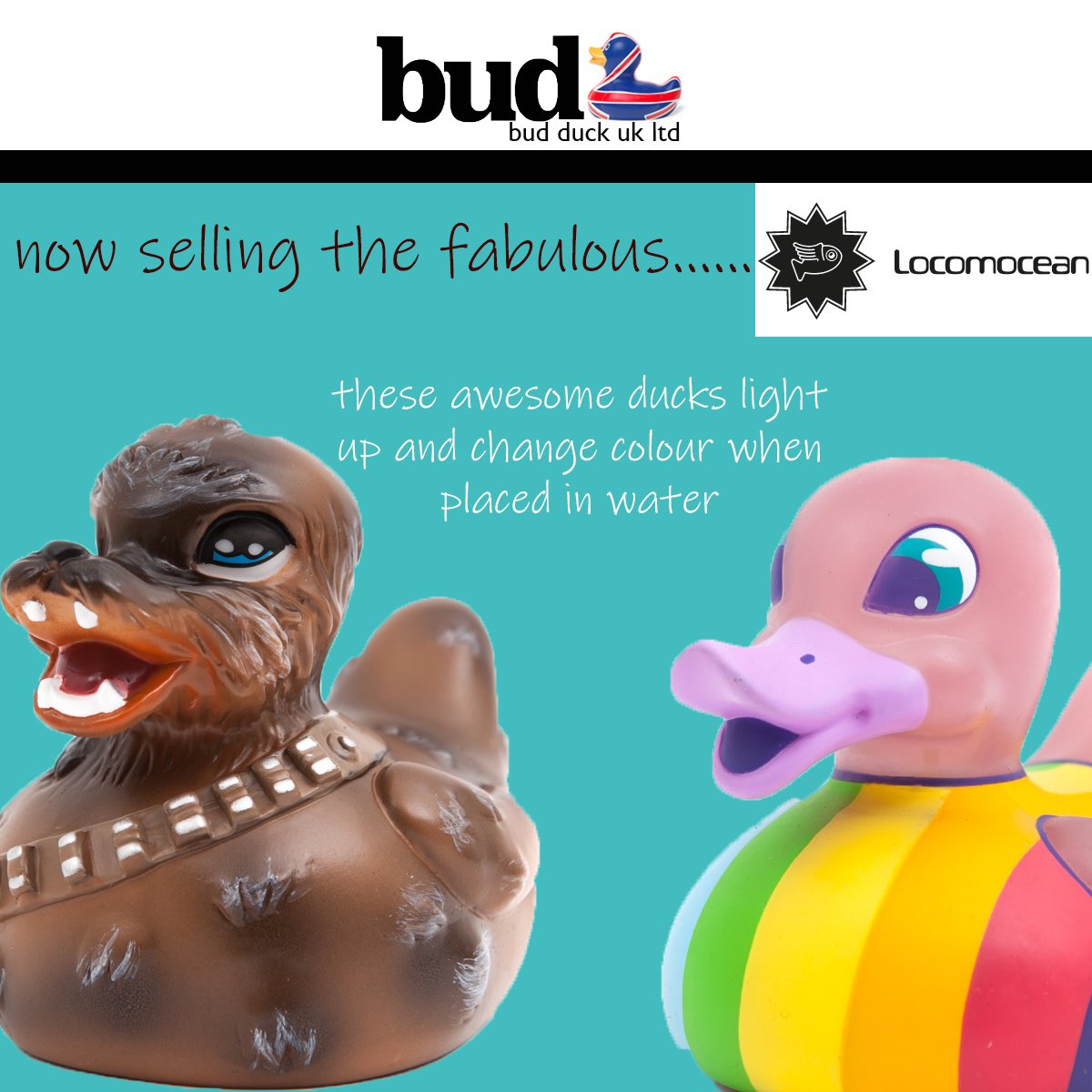 budducks's tweet photo. Meet the new buddies! These fabulous ducks light up and change colour on contact with water. A must for all the best bath tubs! They are now available from Bud Duck UK.  Find them on our new website @budducks.com #sayitwithaduck #oneduckisnotenough https://t.co/JF42DT8Y7y