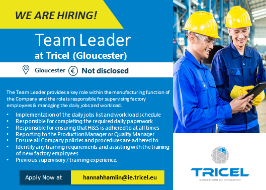 A fantastic opportunity has arisen for a Team Leader at our location in Gloucester. If interested please visit our careers page at lnkd.in/gxXkDHM, or contact Hannahhamlin@uk.tricel.eu today!