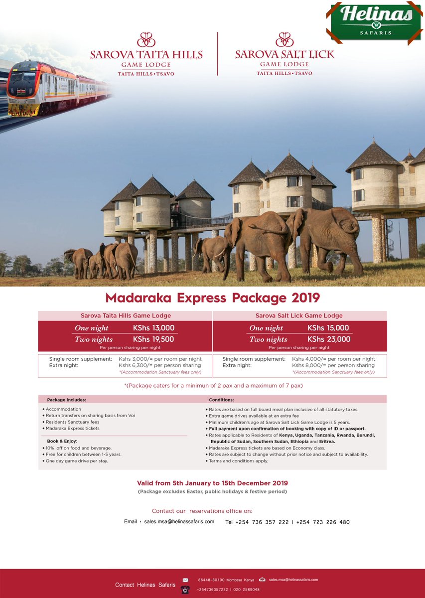 HelinaSafaris's tweet photo. Madaraka Express Package 2019... https://t.co/qex3gGKkZv