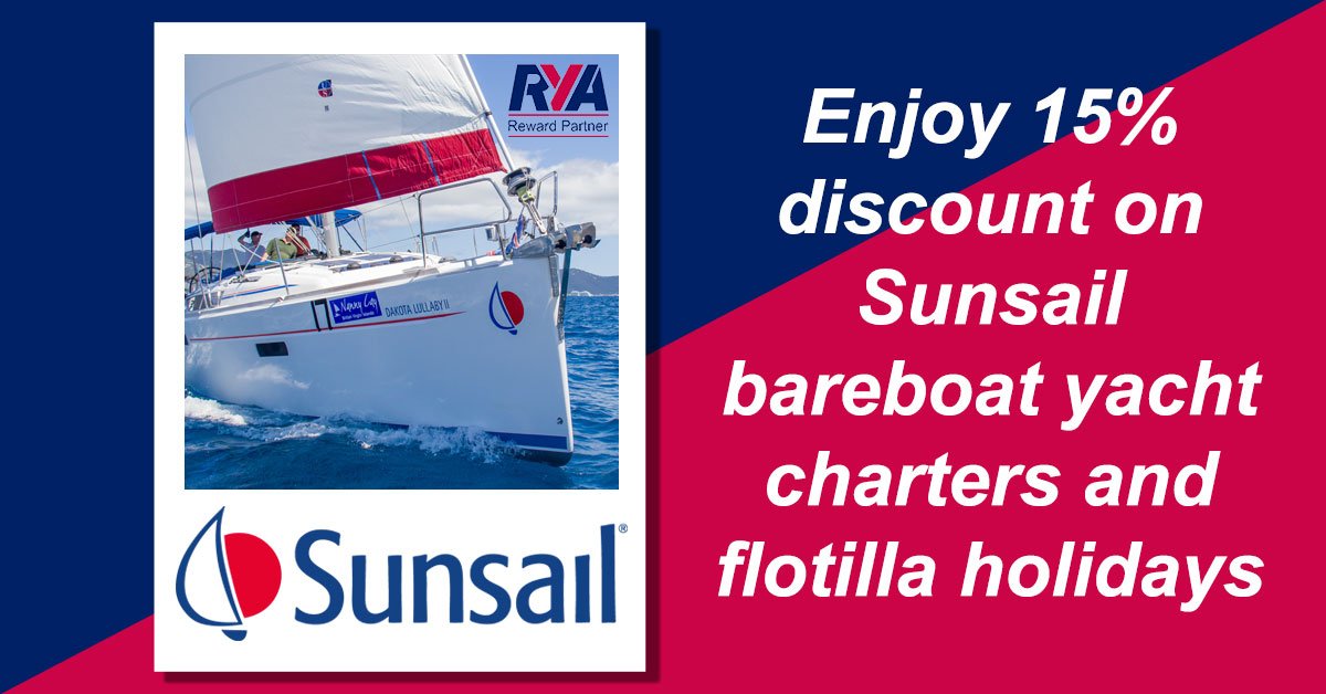 RYA's tweet photo. From The Med to the Caribbean, Thailand to the Seychelles, find your perfect sailing holiday with @SunsailUK. @RYA members enjoy up to 15% discount on Sunsail bareboat yacht charters and flotilla holidays. https://t.co/6Jc3YV3T9p  #RYAJoin #RYARewardPartner https://t.co/shsMxmP1oa