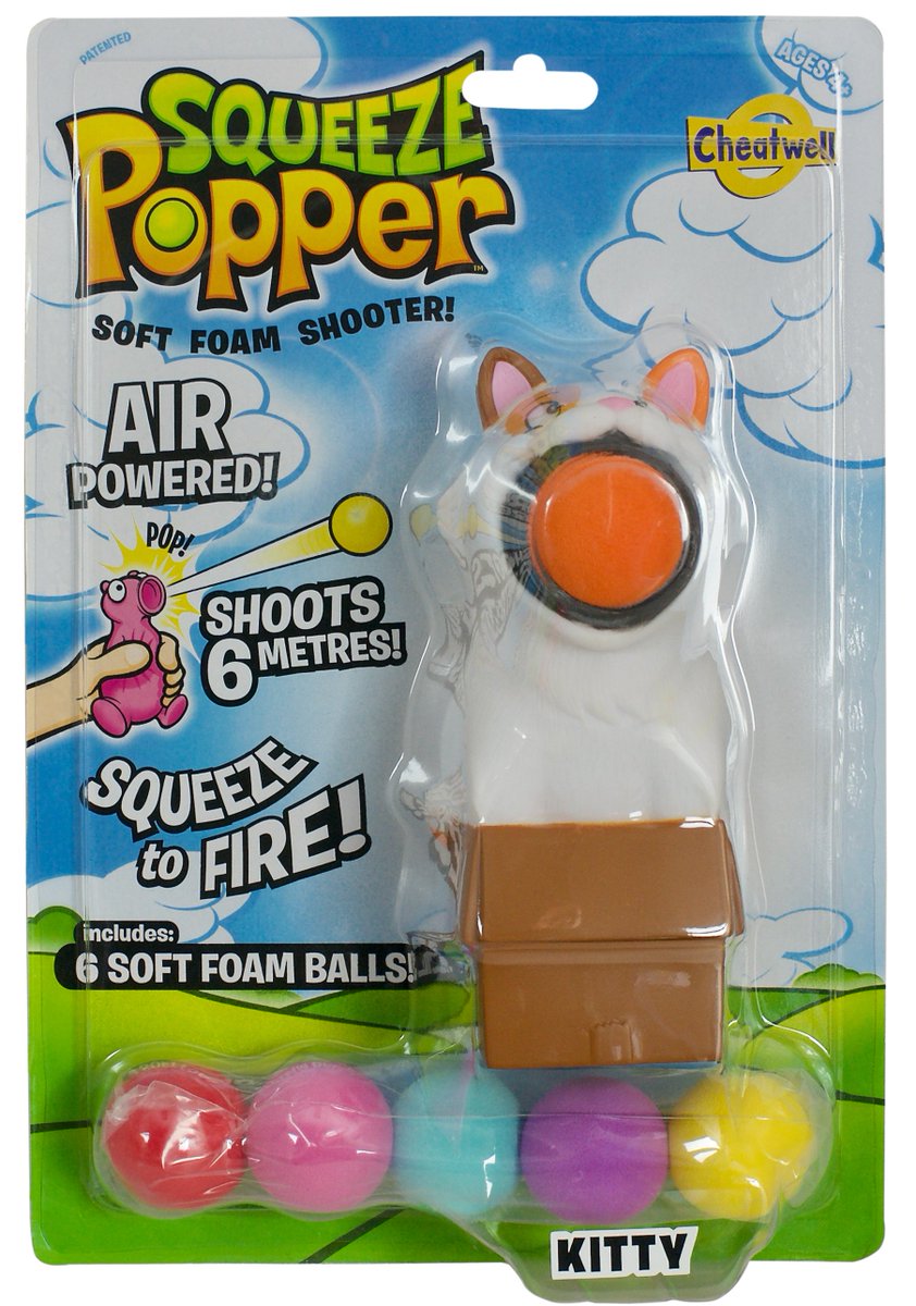 Cheatwell's tweet photo. Cats love sitting in boxes! Here's our Kitty Squeeze Popper who pops out a soft foam ball when you squeeze it's tummy! Fun for #kids #active #play outdoors and in. #squeezepopper #gift #InternationalCatDay 🐱 https://t.co/9hF1t5pTlK