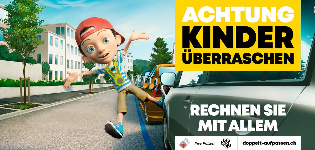 Achtung, Kinder überraschen!
Sommerferien neigen sich dem Ende, Kinder starten ins neue Schuljahr. Schulweg alleine zu bestreiten, ist für viele neu. Sie kennen sich im Strassenverkehr noch nicht aus. Zentralschweizer Polizeikorps bitten um Aufmerksamkeit. bit.ly/2YQMf9e