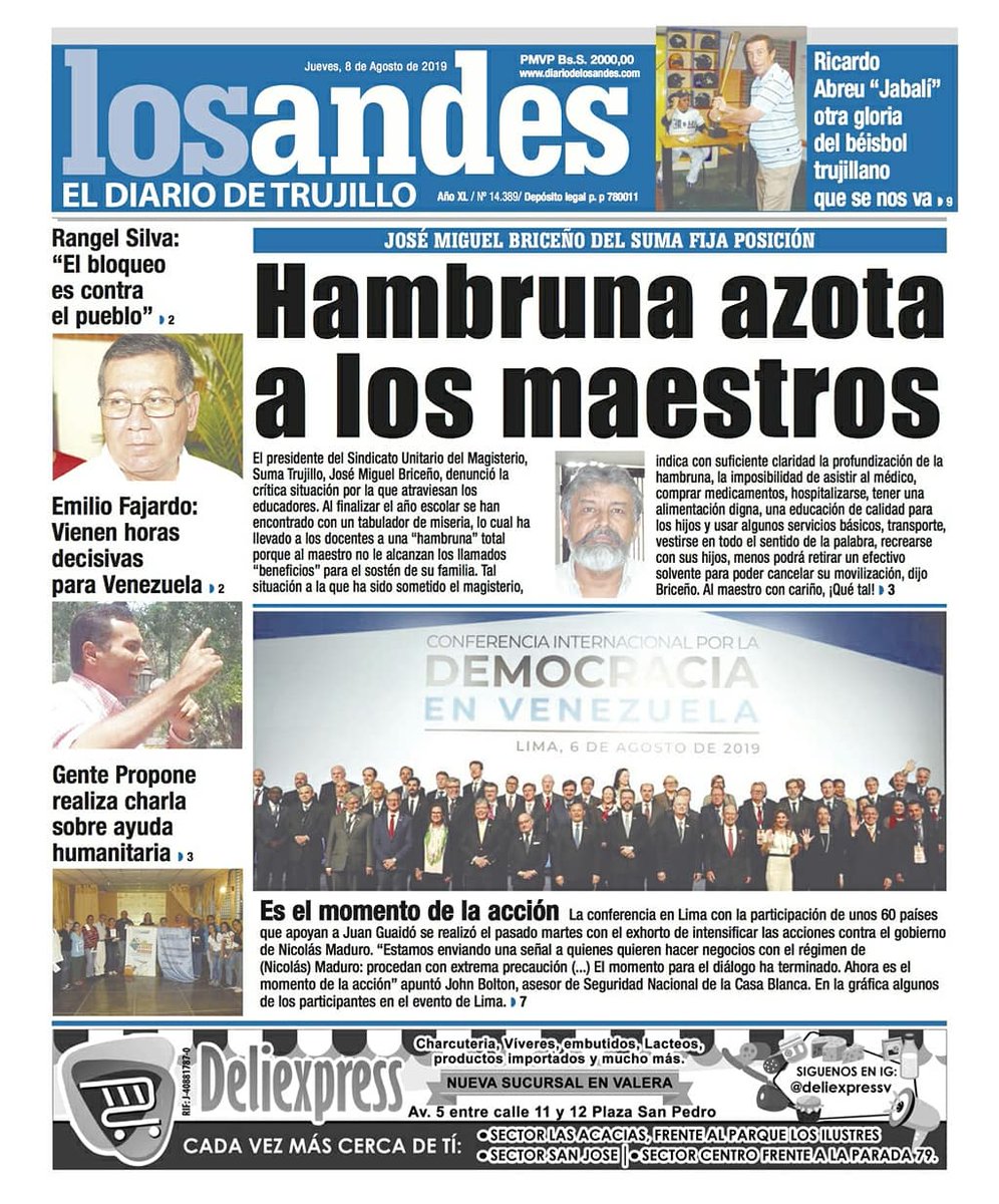 Buenos días a nuestros usuarios aquí las Noticias de Trujillo por el <a href="/diariodlosandes/">Diario de Los Andes</a>