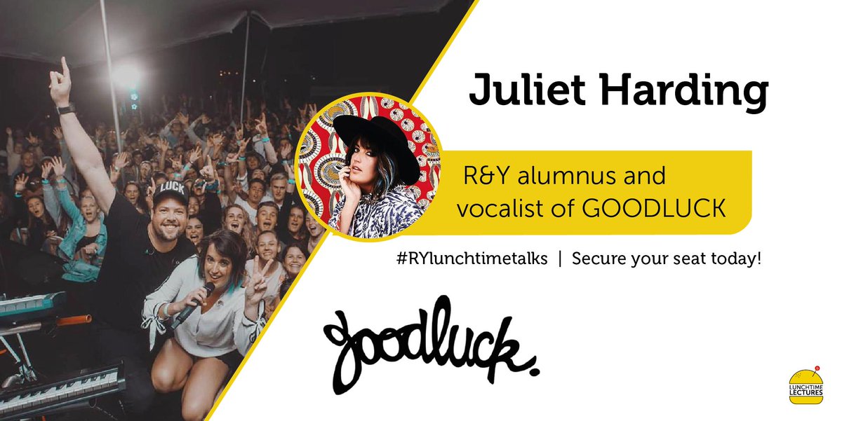RedAndYellowEd's tweet photo. Juliet Harding, R&amp;Y alumnus and frontwoman of 
@Goodlucklive is coming to campus! Come get the low down on IDM — Intelligent Dance Music! Happening on Wednesday 21 August. Get your tickets here: https://t.co/X8O0yFvcZN #RYLunchtimeTalks ❤️💛 https://t.co/FizYxaejAZ