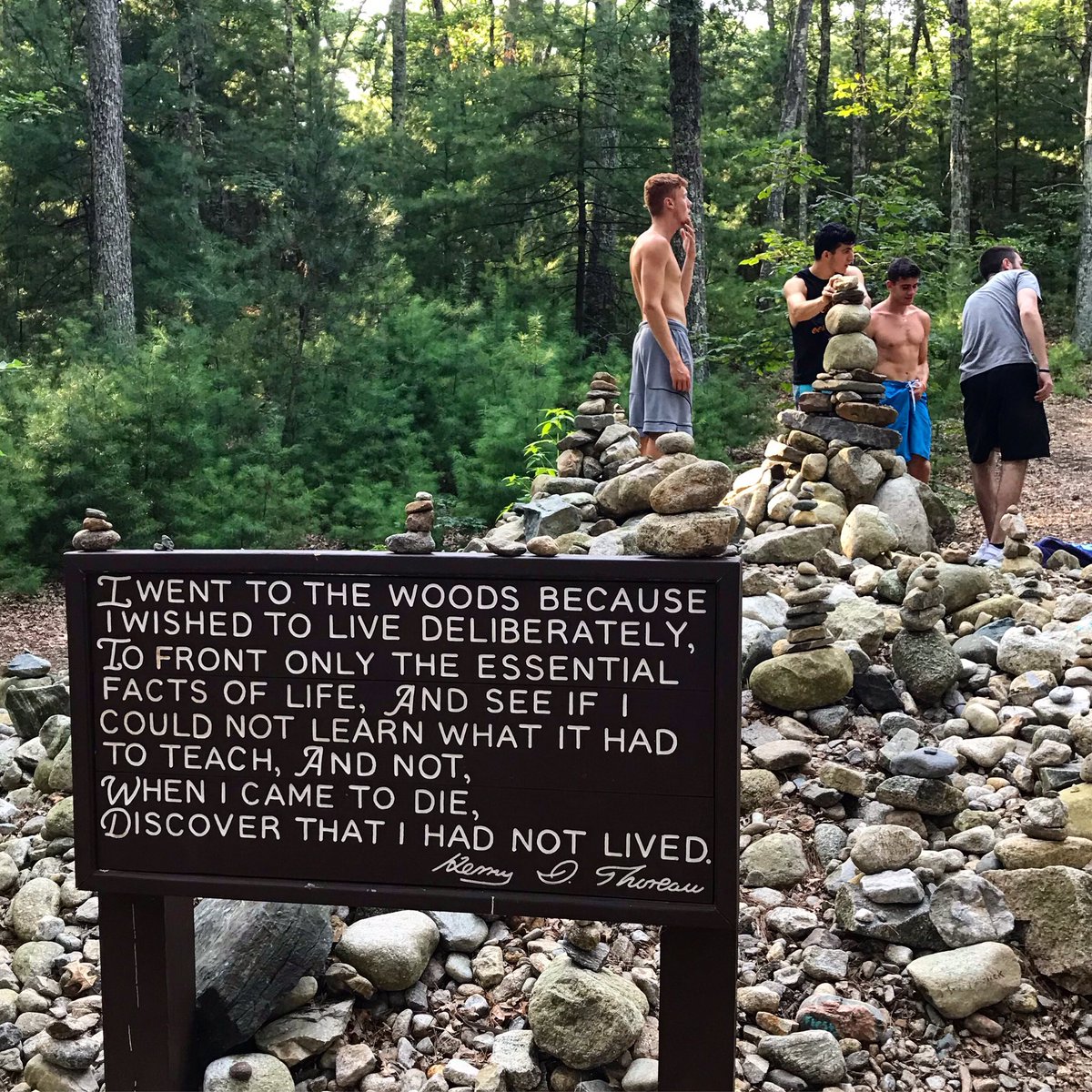 getlit_podcast's tweet photo. Just your friendly neighborhood #thoreaubros stacking some rocks at Walden Pond - no cap, they recommend listening to our podcast for a lit time π₯ππ #BRO #thoreaubrothursday #theyweresoproud #litrocks #getlitpodcast https://t.co/FuwEj1vSsW