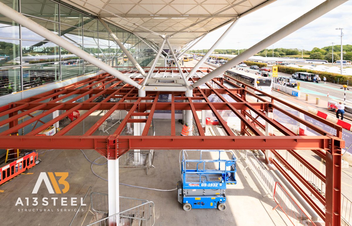 A13Steel's tweet photo. Our latest project at Stansted Airport Departures Terminal.
Security search area and the main departure lounge expansion works in progress.

Full gallery on our website:
https://t.co/xj5mYIP35B

#londonstansted
#a13steel #cncplasma #ficep #steelfabrication #steelprocessing https://t.co/kPL8DRfiKF